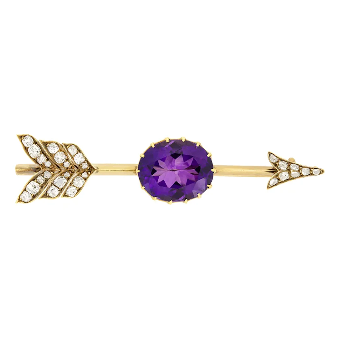 Victorian 6.00ct Amethyst and Diamond Brooch, c.1880s