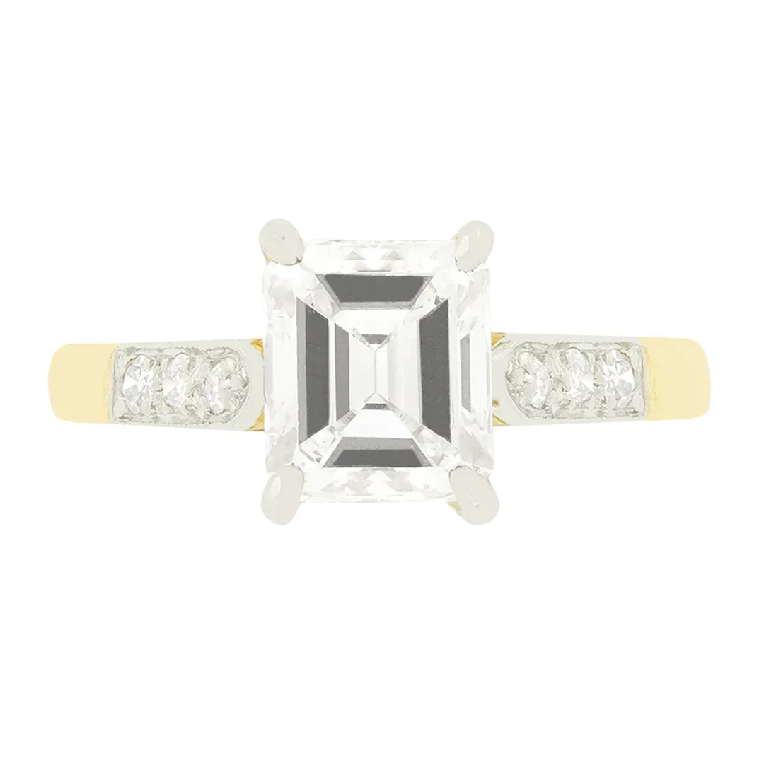 Art Deco 1.25ct Emerald Cut Diamond Solitaire Ring, c.1920s