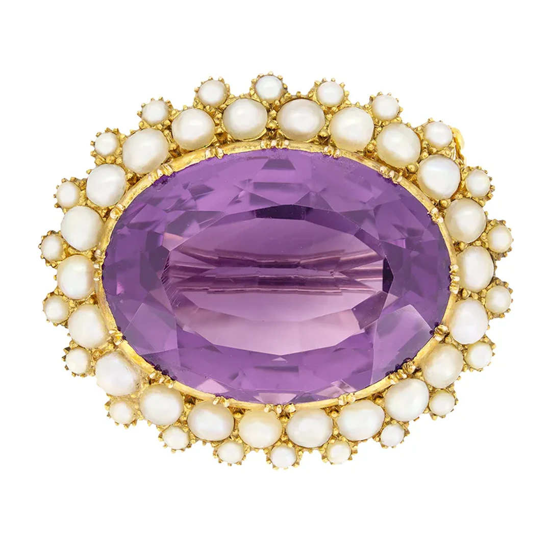 Victorian 36.00ct Amethyst Brooch, c.1880s