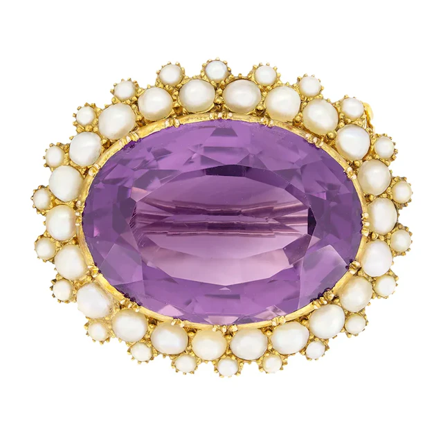 Victorian 36.00ct Amethyst Brooch, c.1880s