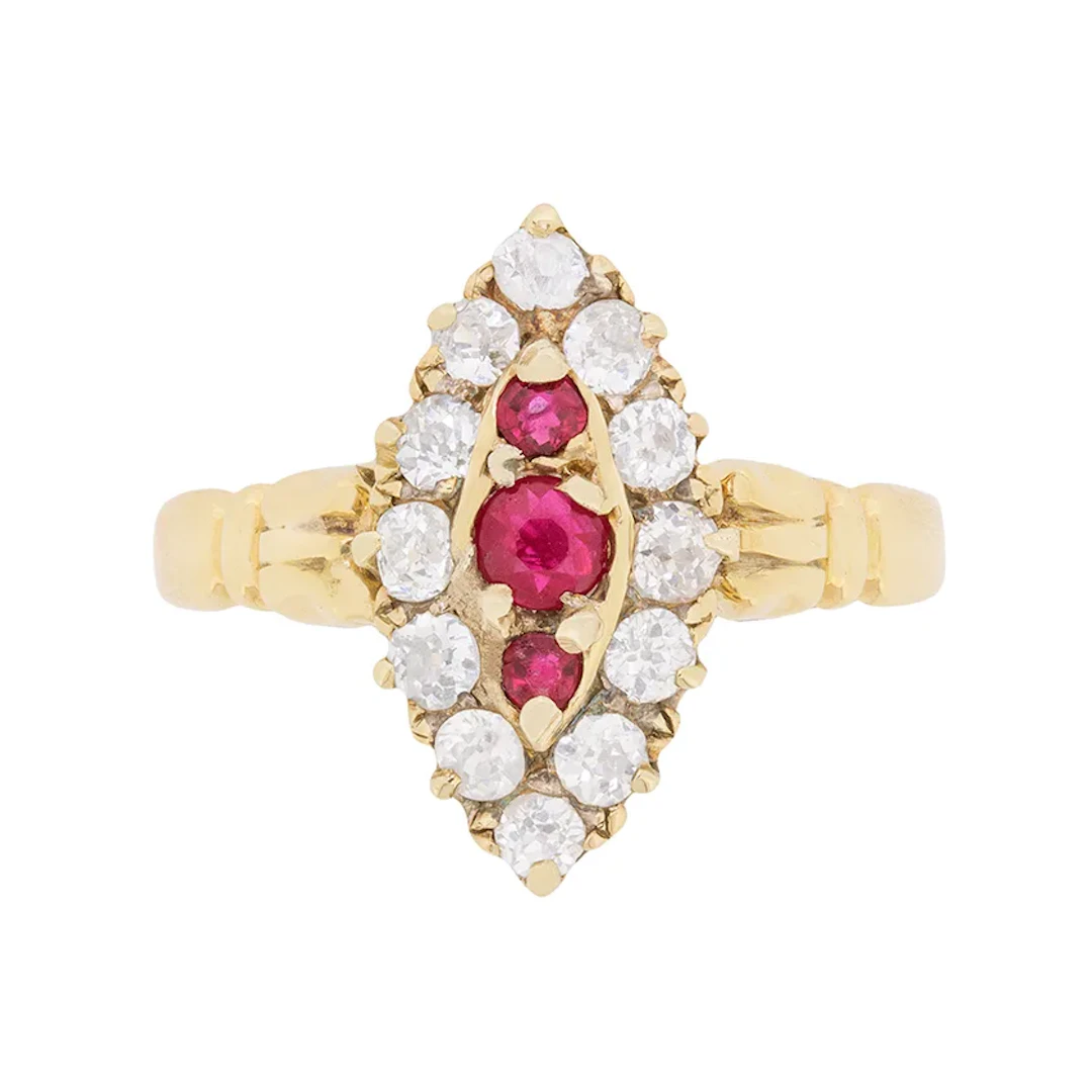 Edwardian Ruby and Diamond Cluster Ring, c.1910