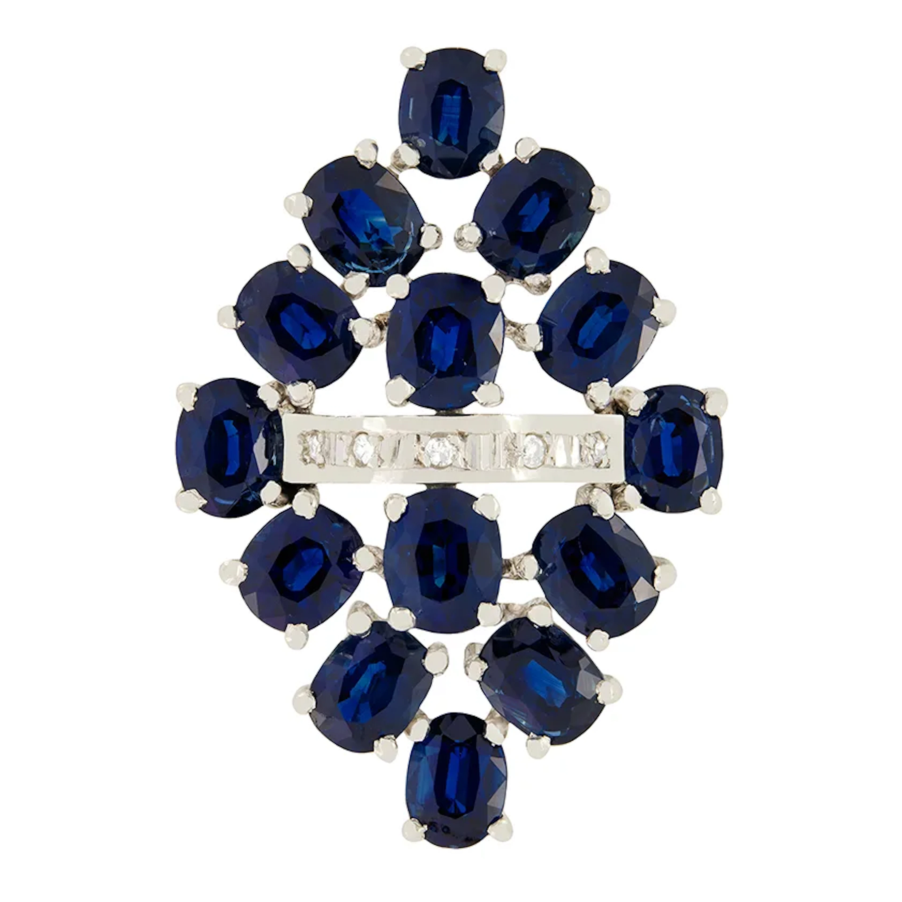 Vintage 9.80ct Sapphire and Diamond Cluster Ring, c.1970s