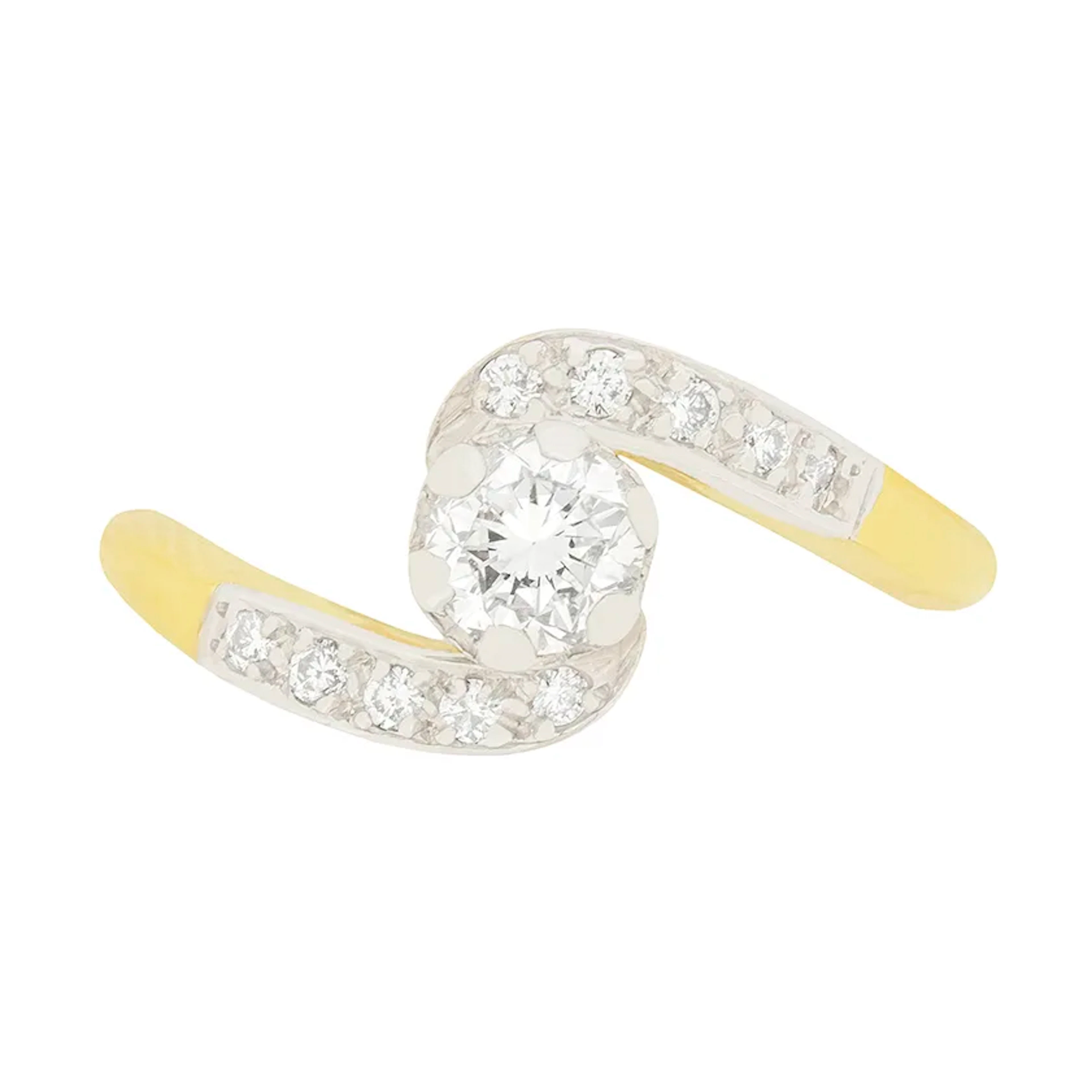 Vintage 0.45ct Diamond Solitaire Twist Ring, c.1950s