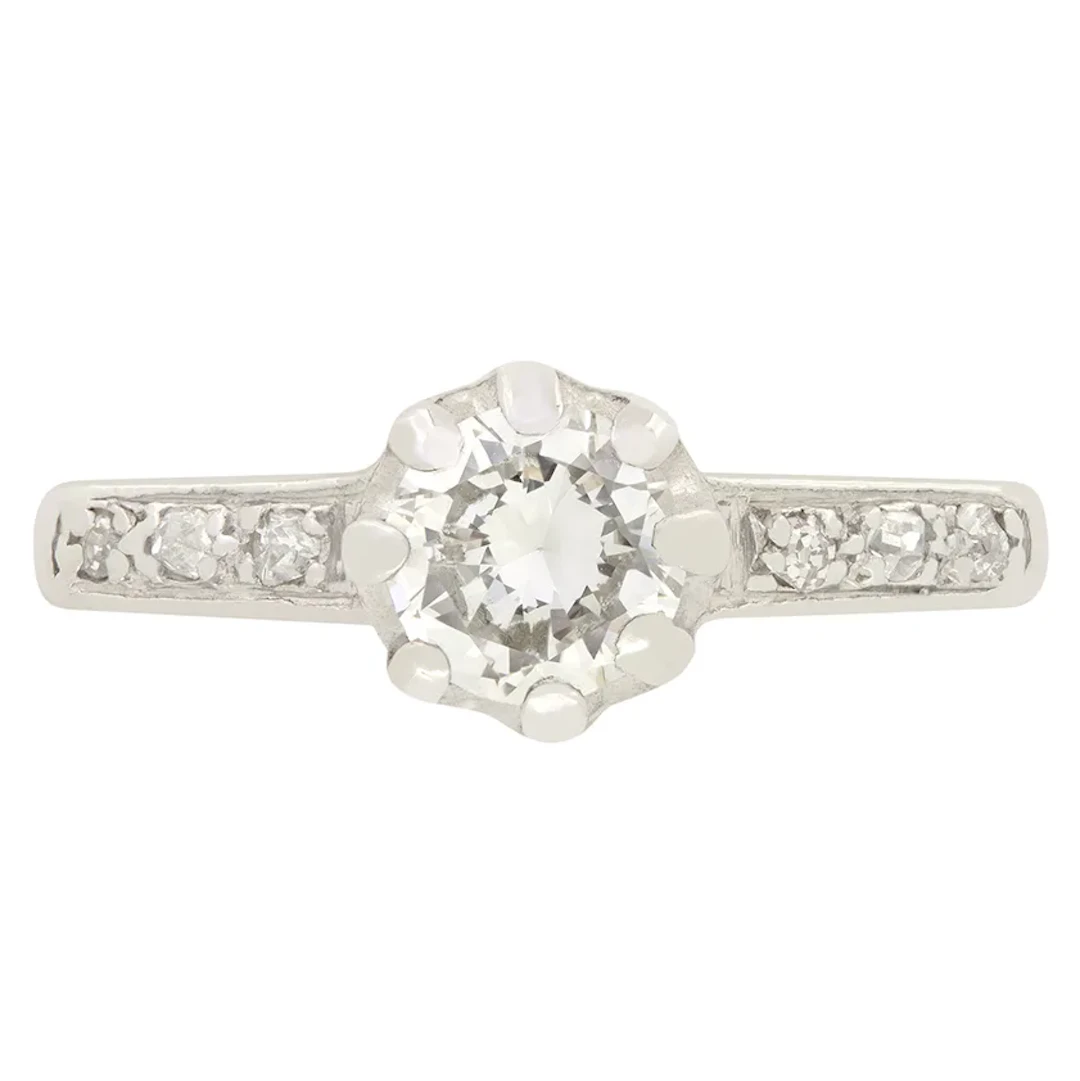 Late Deco 0.55ct Diamond Solitaire Ring, c.1940s