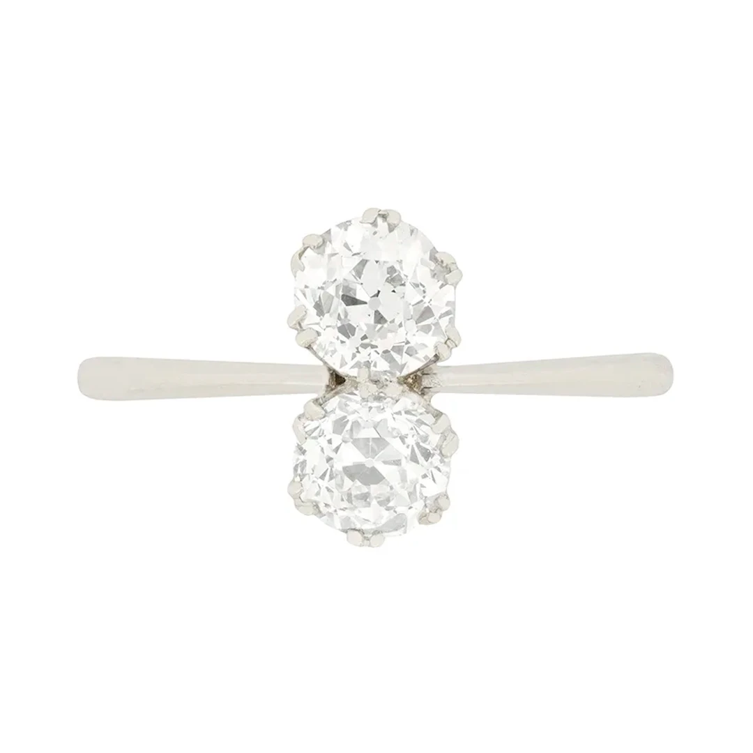 Art Deco 1.00ct Diamond Two Stone Ring, c.1920s