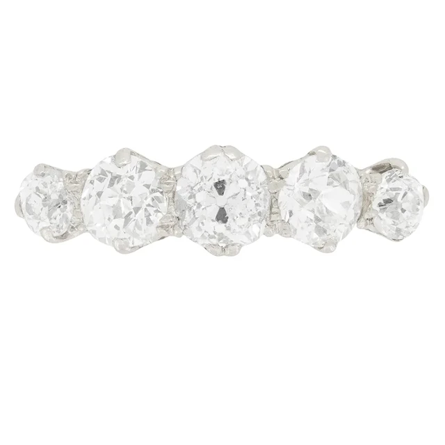 Art Deco 2.20ct Diamond Five Stone Ring, c.1920s