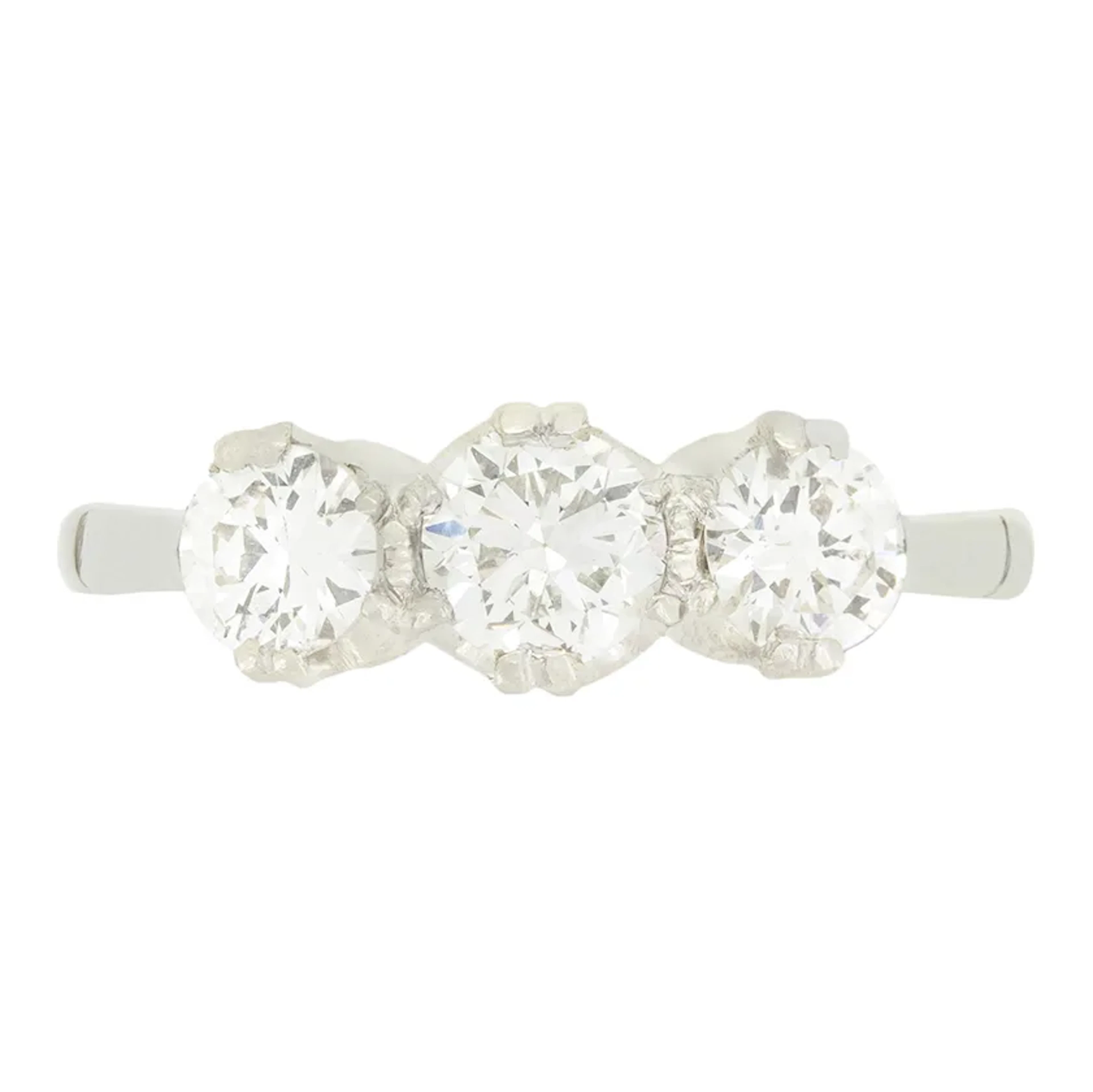Art Deco 1.30ct Diamond Three Stone Ring, c.1930s