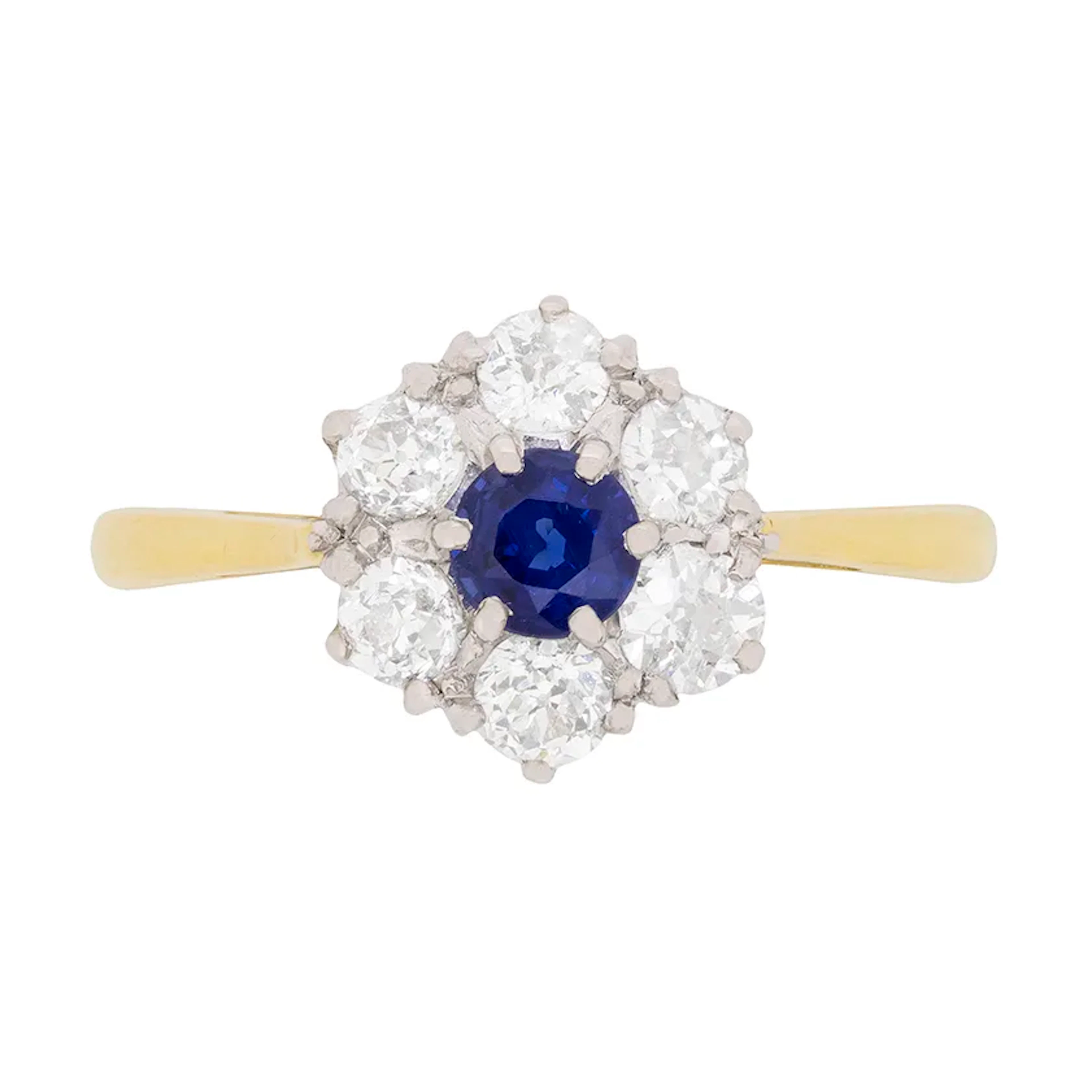 Edwardian Sapphire and Diamond Cluster Ring, c.1910