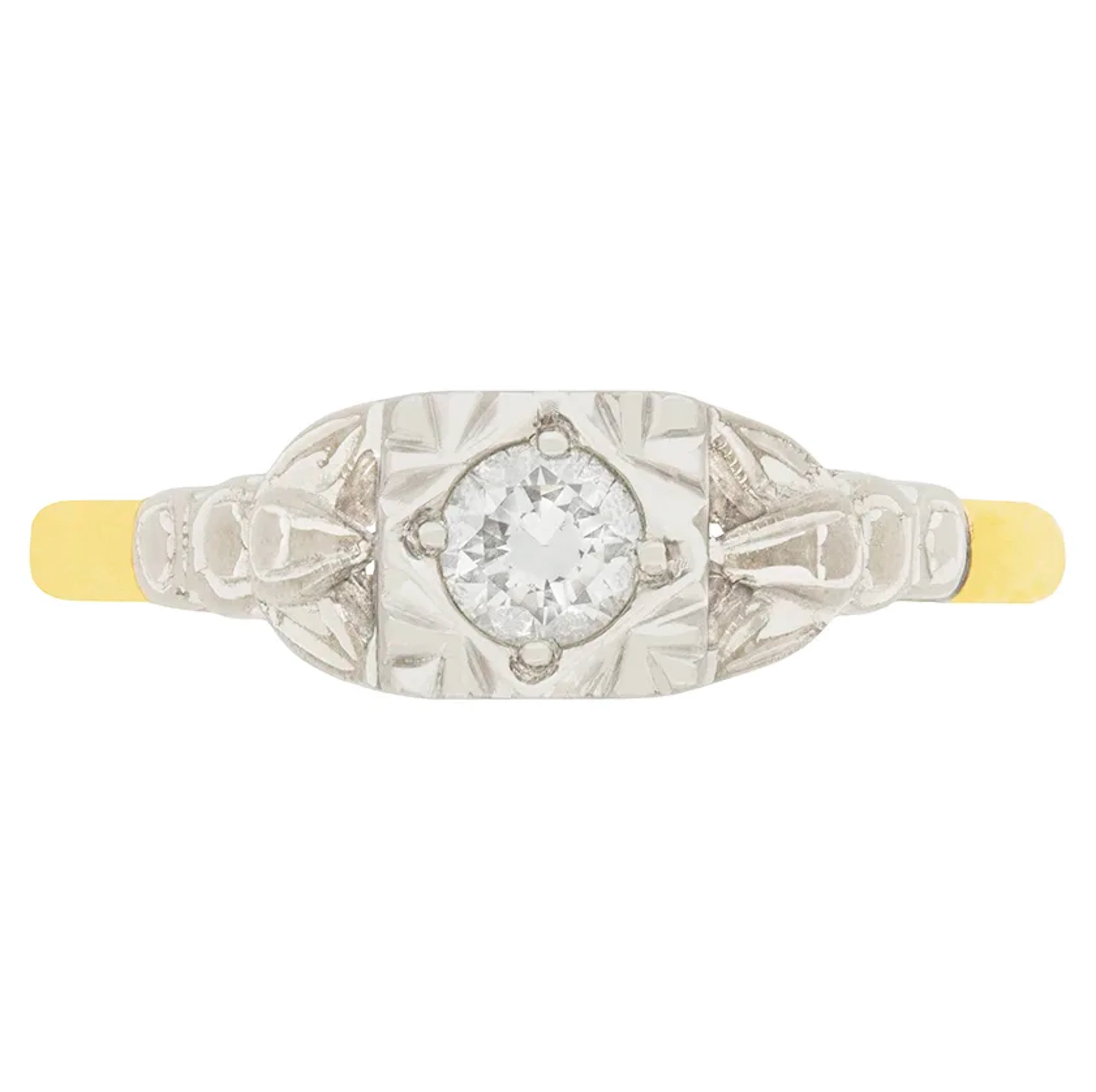 Late Art Deco 0.25ct Diamond Solitaire Engagement Ring, c.1930s