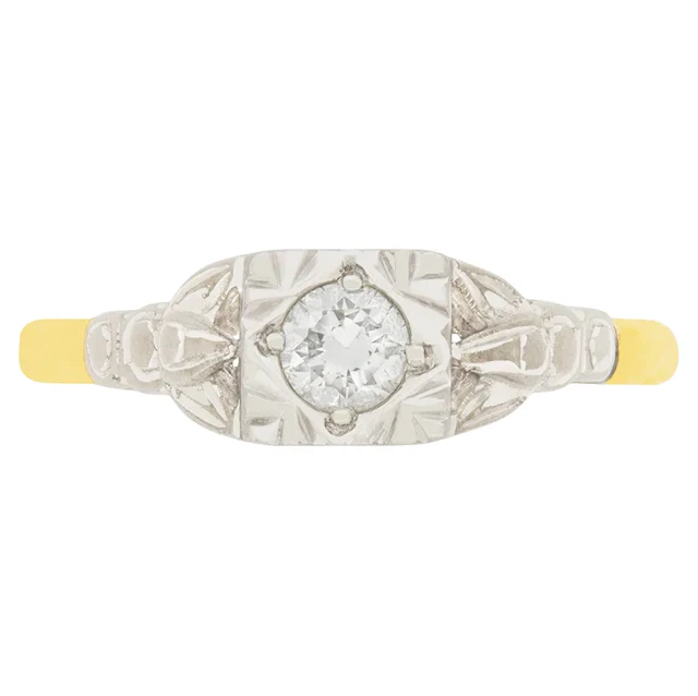 Late Art Deco 0.25ct Diamond Solitaire Engagement Ring, c.1930s