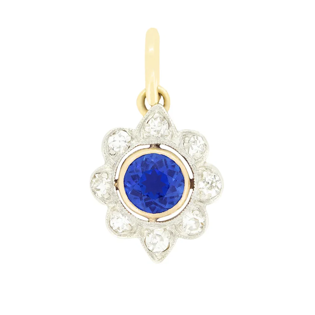 Edwardian 0.50ct Sapphire and Diamond Pendant, c.1910s
