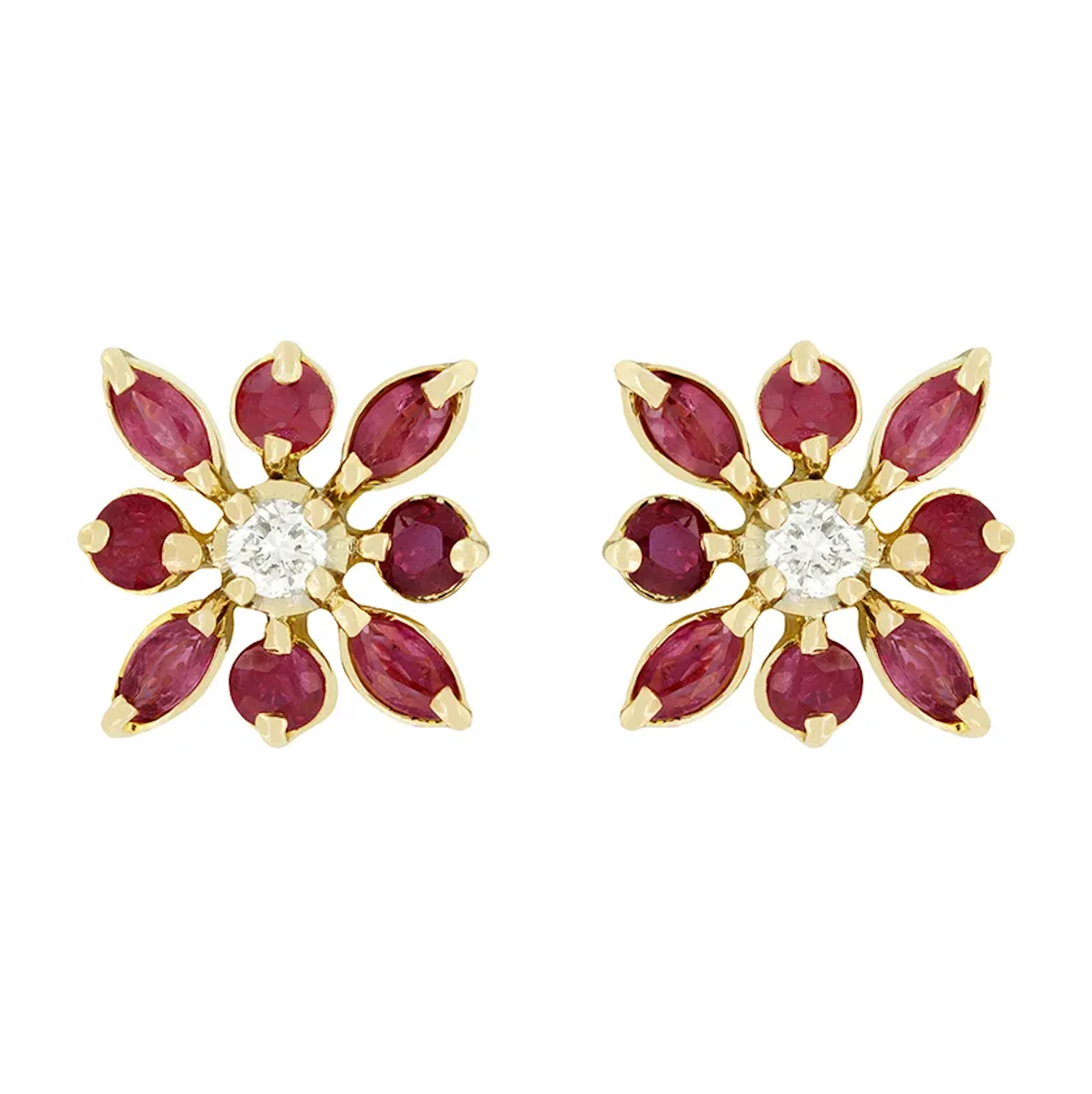 Vintage 0.30ct Diamond and Ruby Earrings, c.1970s