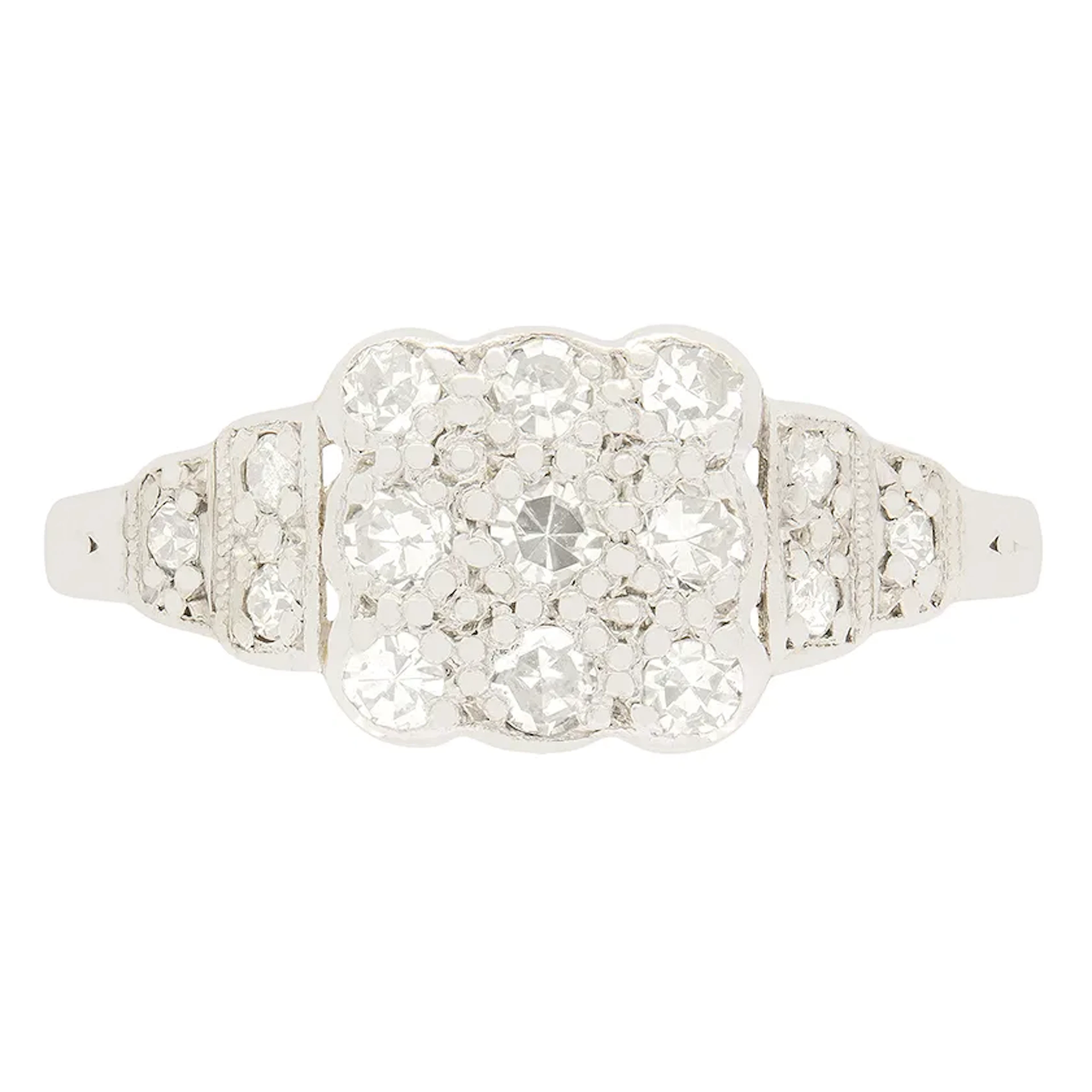Edwardian 0.33ct Diamond Tablet Cluster Ring, c.1910s