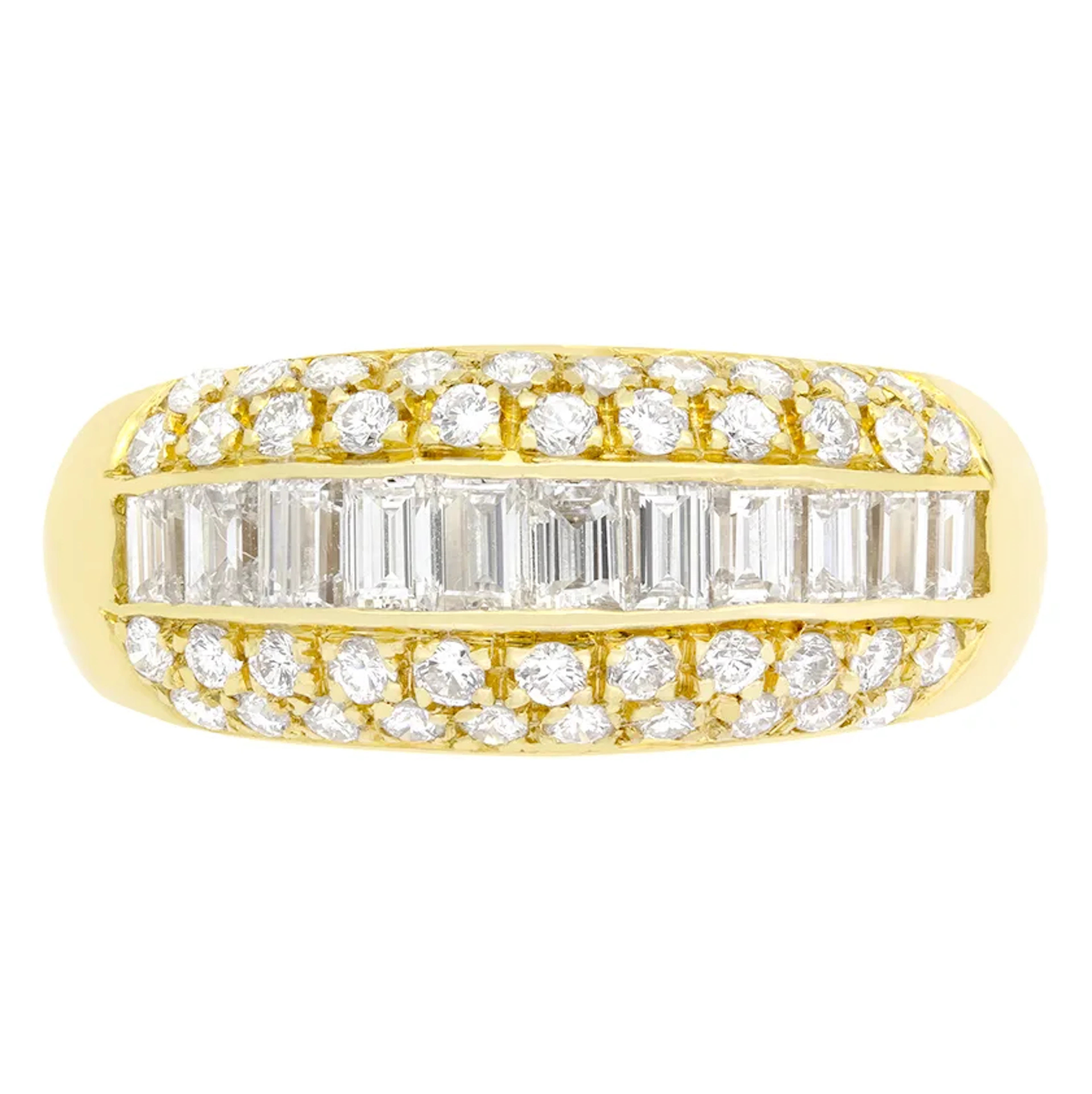 Vintage 1.30ct Diamond Bombé Cluster Ring, c.1980s