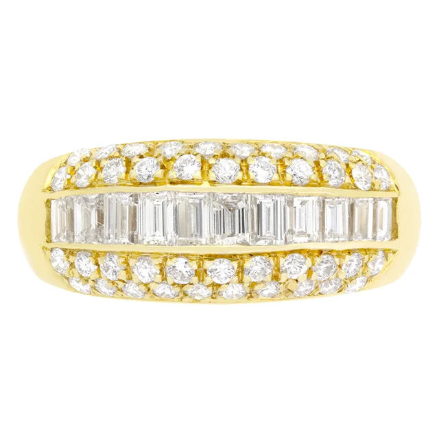 Vintage 1.30ct Diamond Bombé Cluster Ring, c.1980s