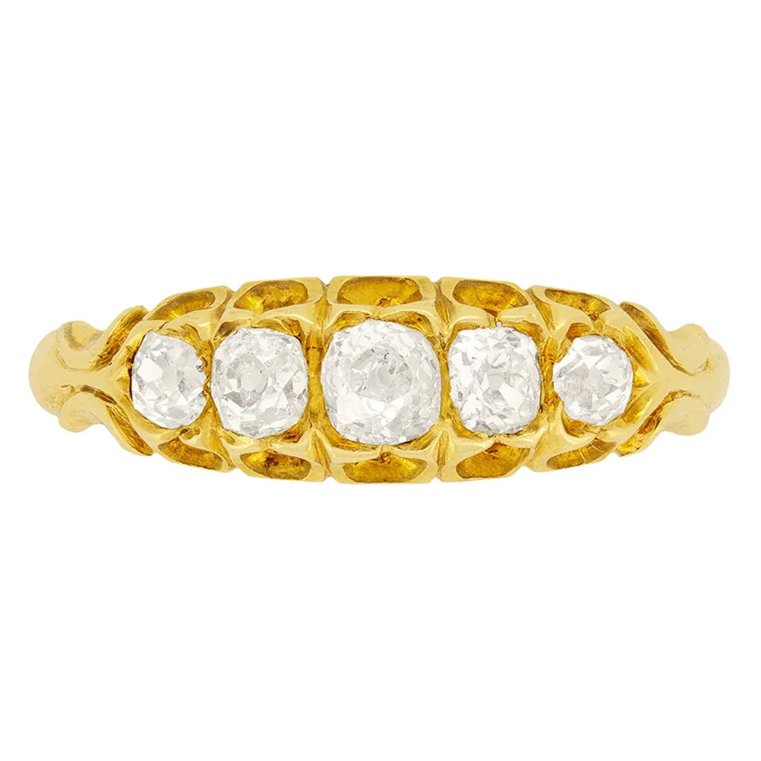 Victorian 0.70ct Diamond Five Stone Ring, c.1880s