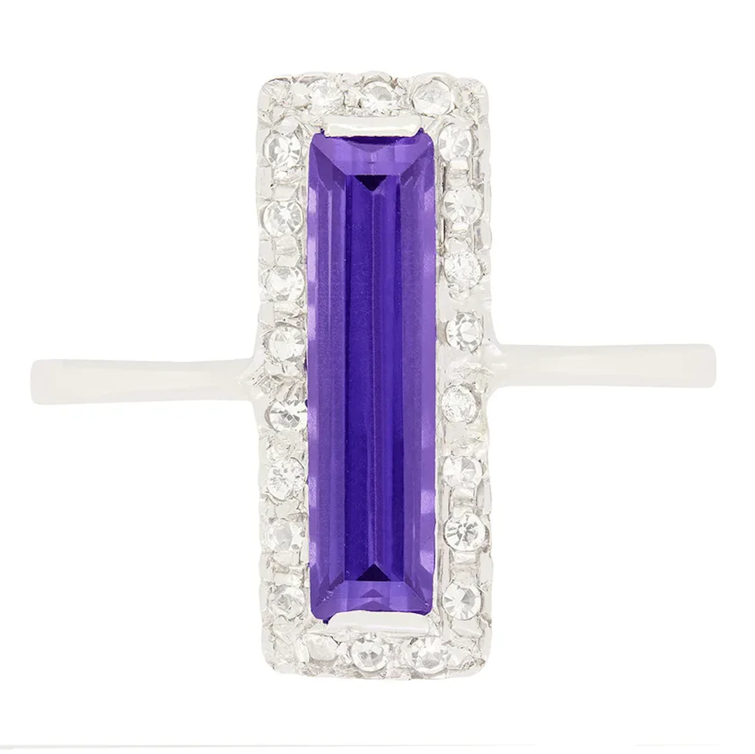 Art Deco 1.40ct Purple Sapphire and Diamond Cluster Ring, c.1920s