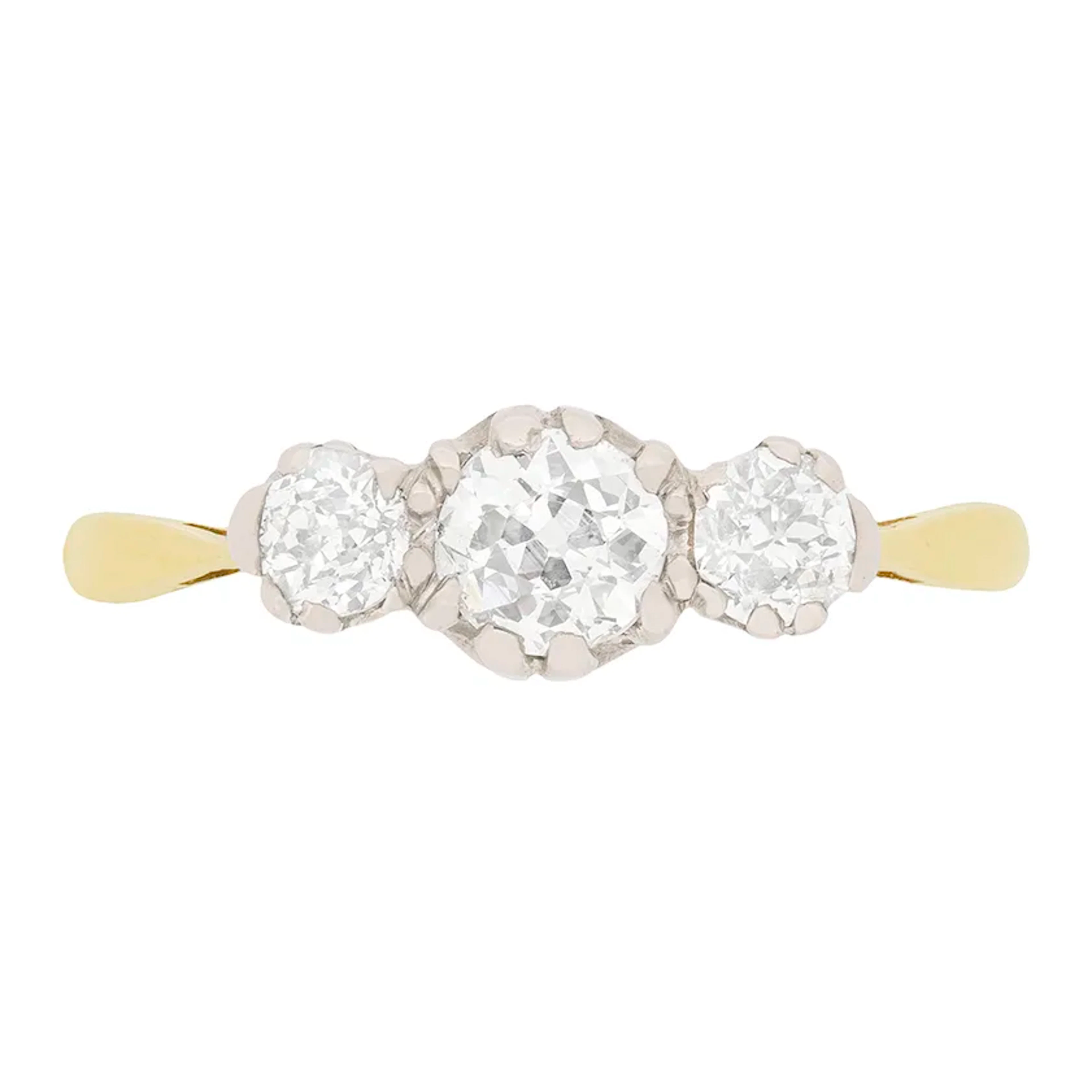 Edwardian 1.00ct Diamond Three Stone Ring, c.1910