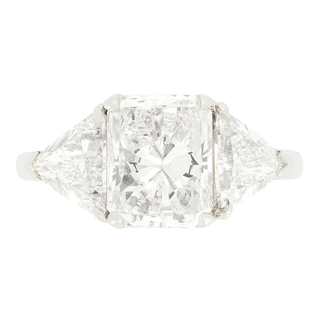 Vintage 3.01ct Diamond Three Stone Ring, c.1970s