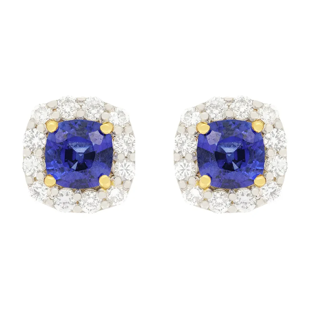 Vintage 1.40ct Sapphire and Diamond Earrings, c.1970s