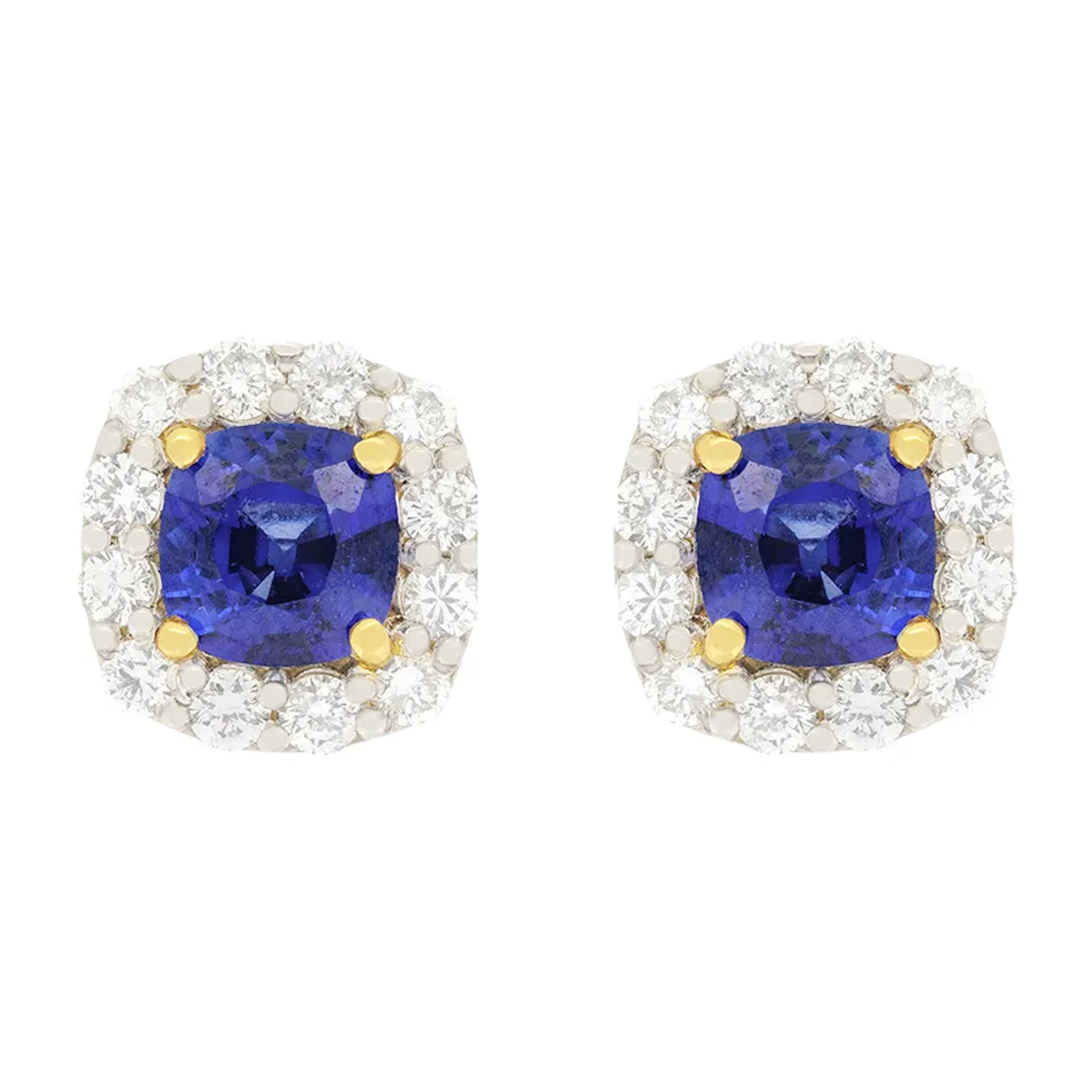 Vintage 1.40ct Sapphire and Diamond Earrings, c.1970s