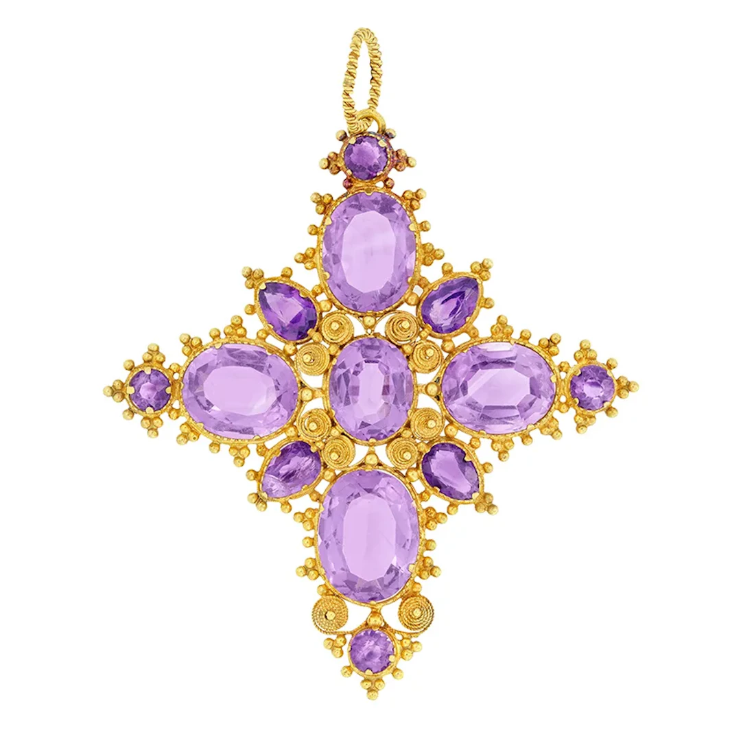 Victorian 20.80ct Amethyst Cross Pendant, c.1880s