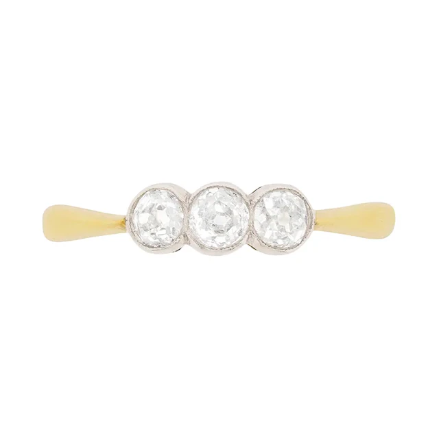 Antique Three Stone Diamond Engagement Ring, c.1900s