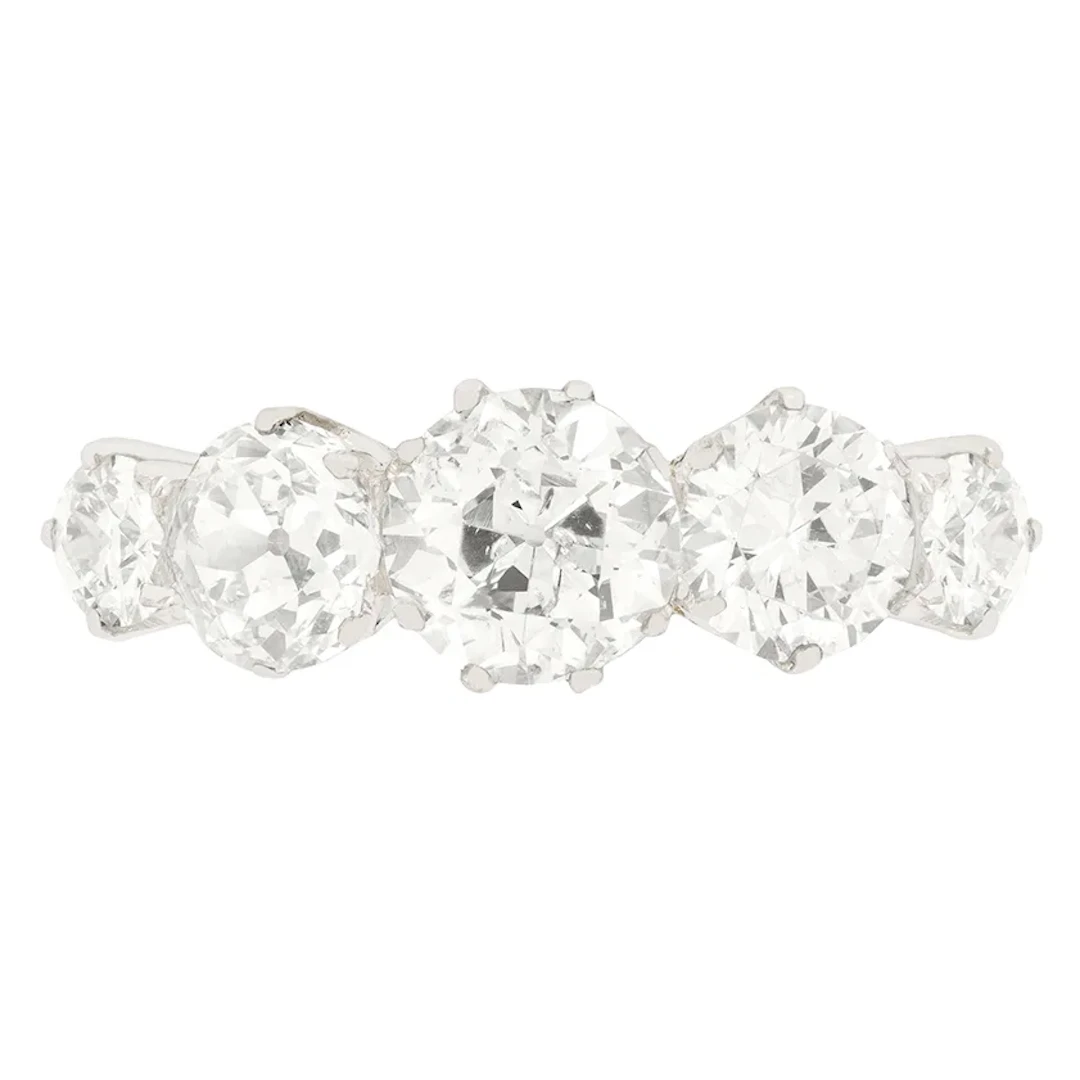 Edwardian 3.10ct Five Stone Diamond Ring, c.1910s