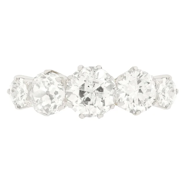 Edwardian 3.10ct Five Stone Diamond Ring, c.1910s