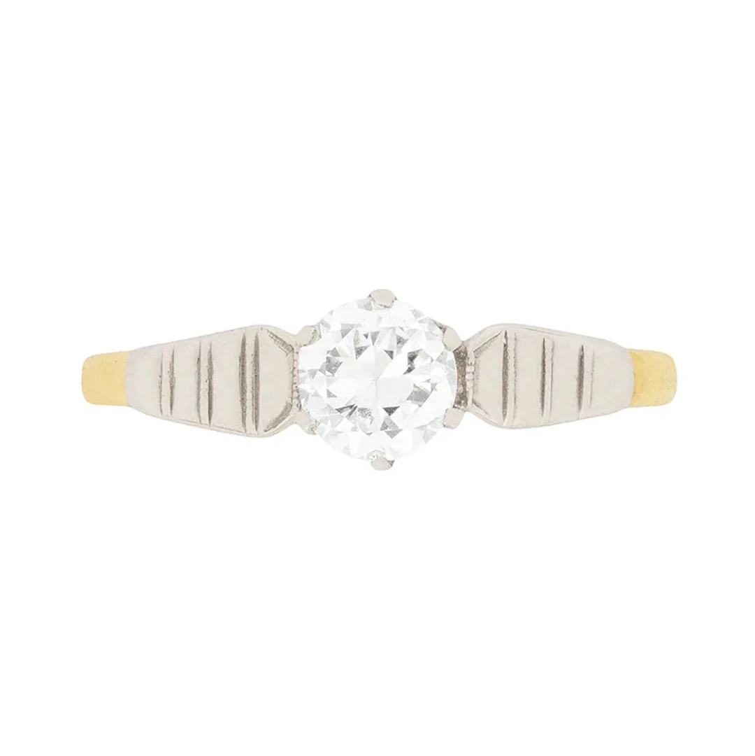 Vintage 0.40ct Transitional Cut Diamond Engagement Ring, c.1940s