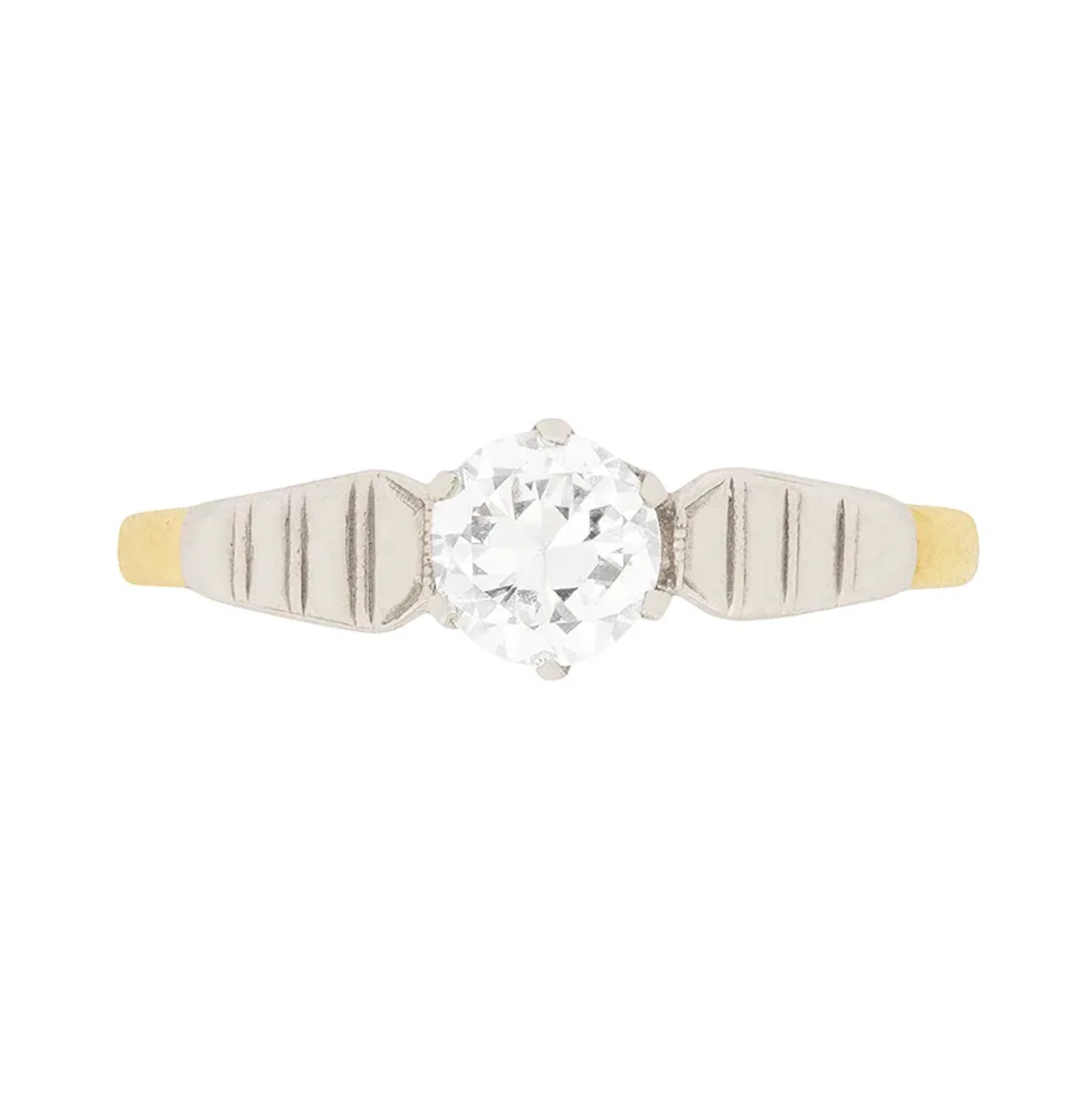 Vintage 0.40ct Transitional Cut Diamond Engagement Ring, c.1940s