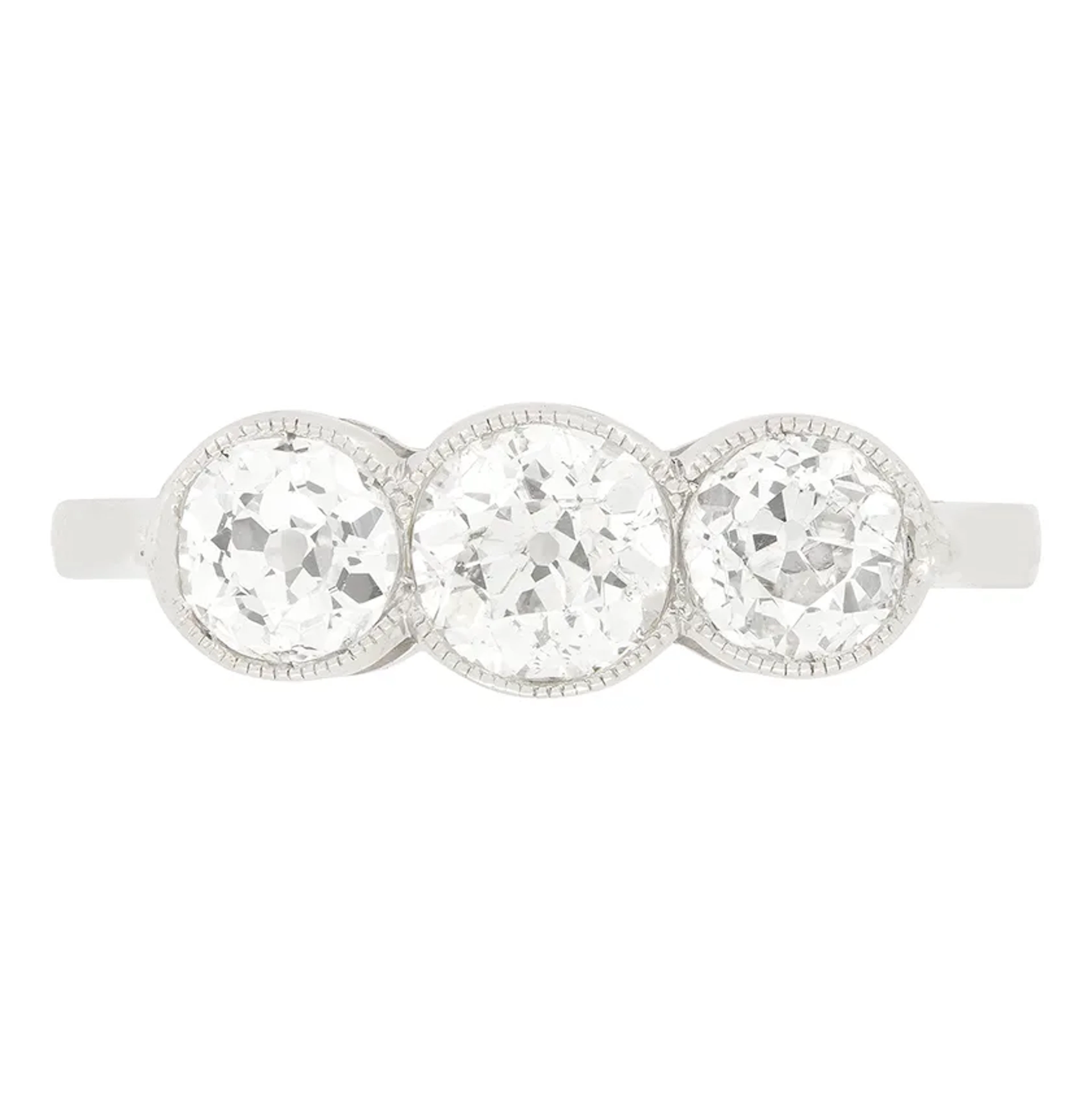 Art Deco 1.70ct Diamond Three Stone Ring, c.1920s