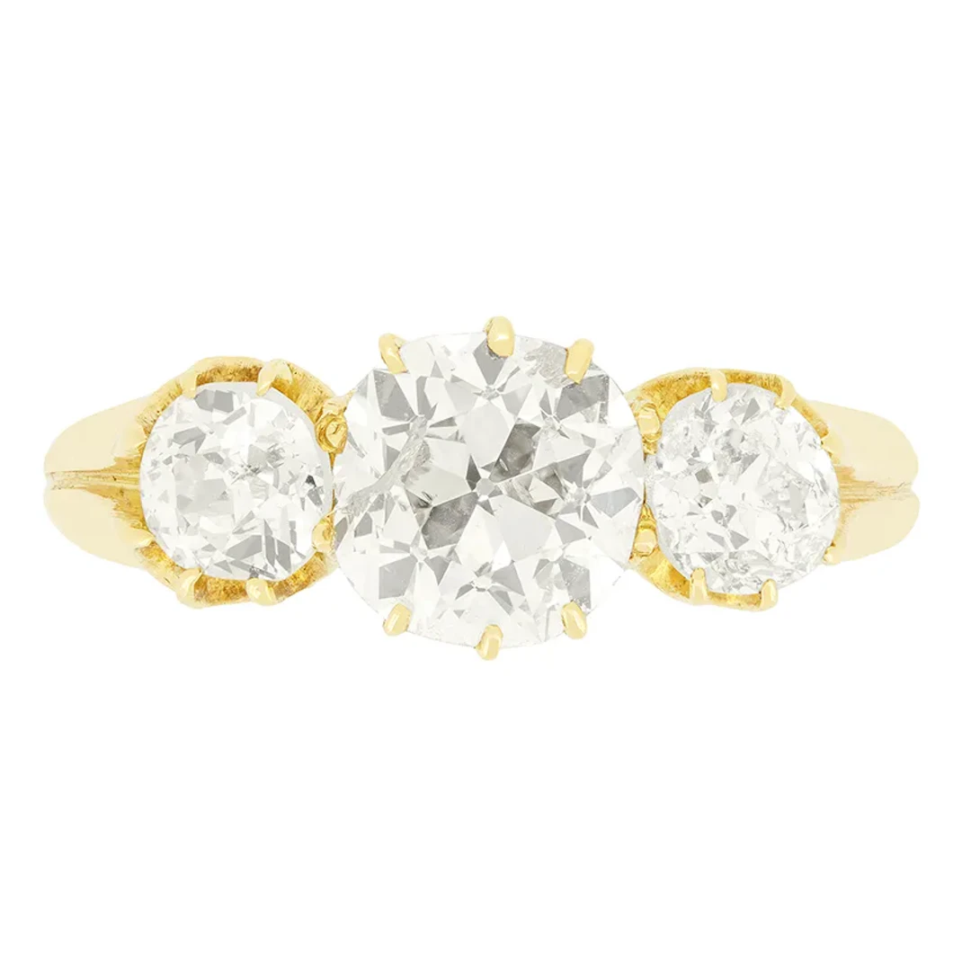 Victorian 2.50ct Diamond Trilogy Ring, c.1880s