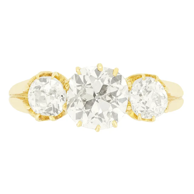 Victorian 2.50ct Diamond Trilogy Ring, c.1880s