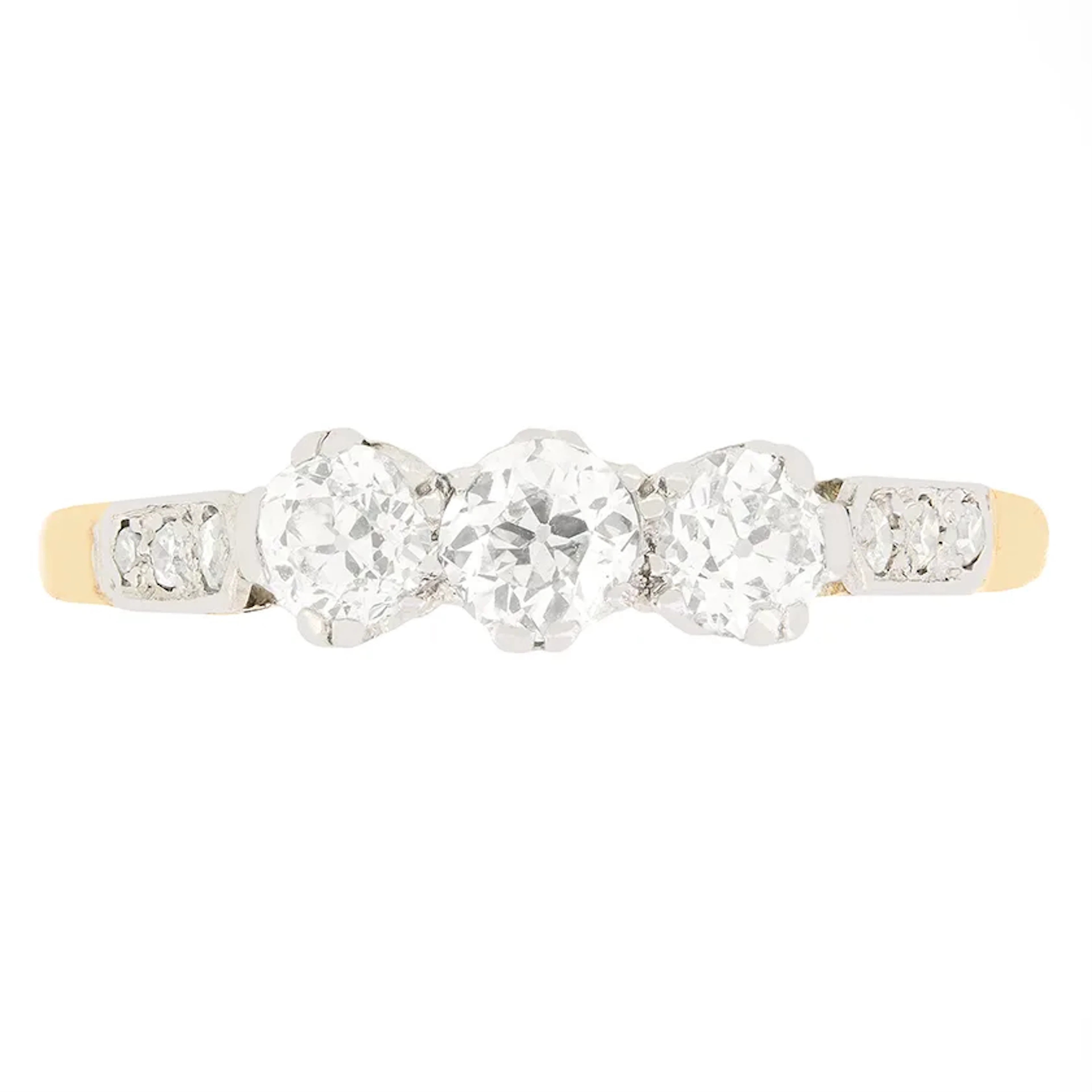 Edwardian 0.75ct Diamond Trilogy Ring, c.1910s