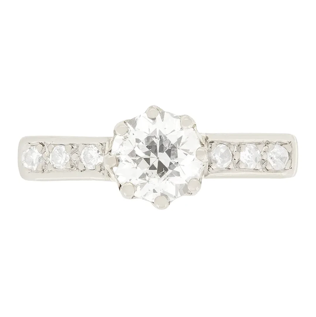 Art Deco 0.94ct Solitaire Diamond Ring, c.1920s