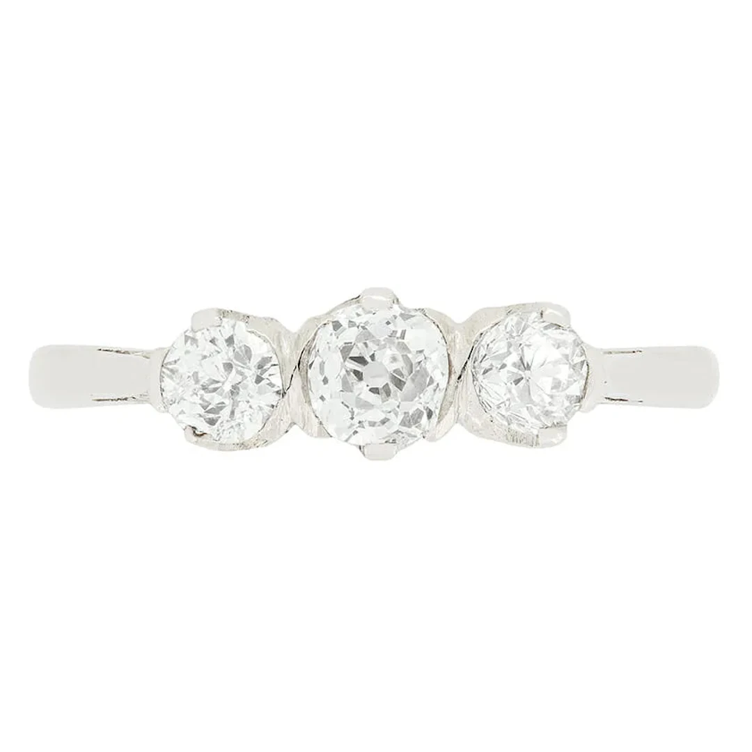 Art Deco 0.75ct Diamond Three Stone Ring, c.1920s