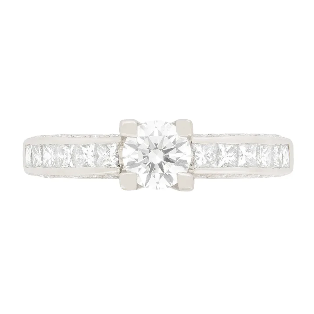 Contemporary 0.45ct Diamond Solitaire Engagement Ring with Set Shoulders