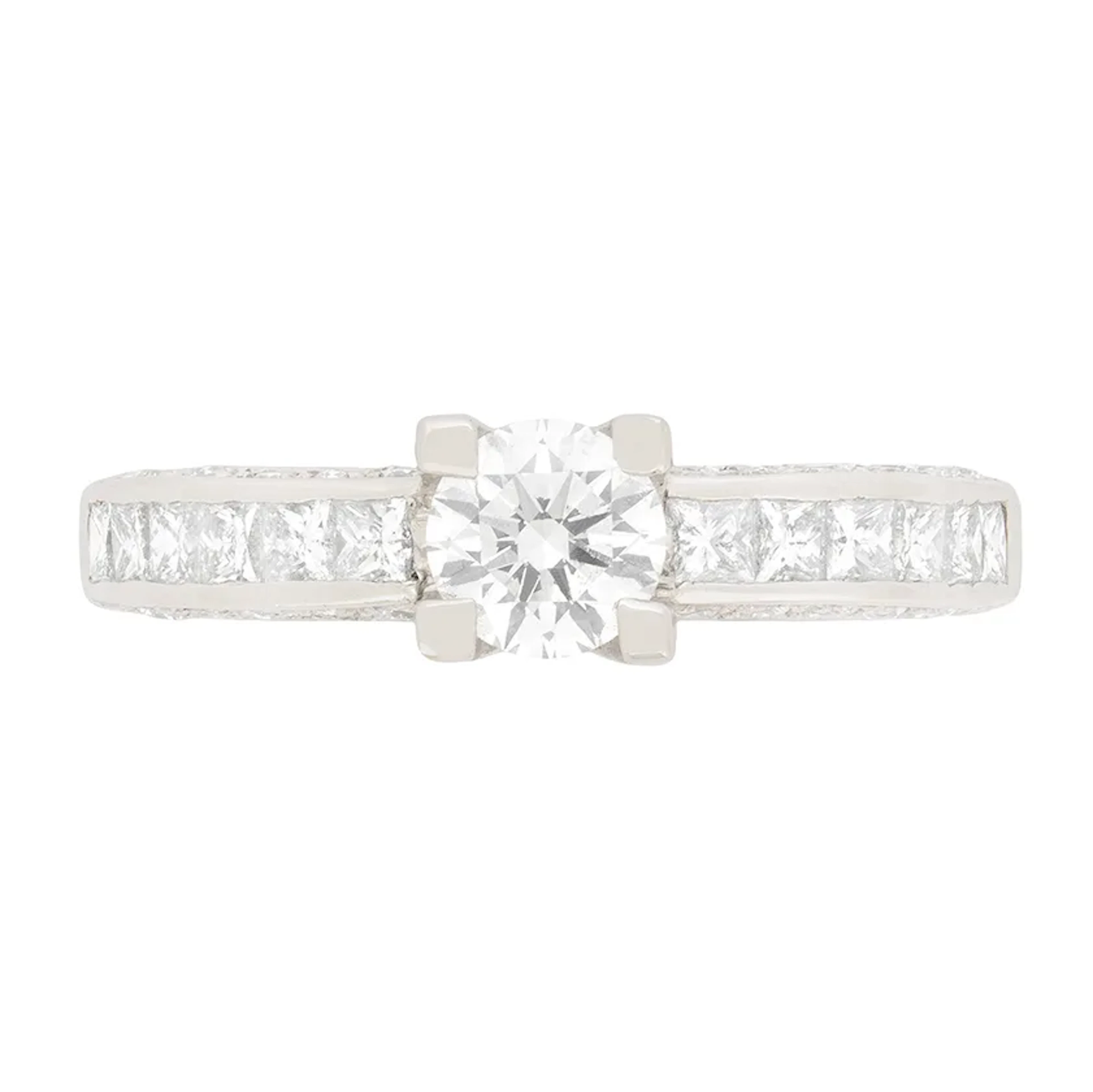 Contemporary 0.45ct Diamond Solitaire Engagement Ring with Set Shoulders