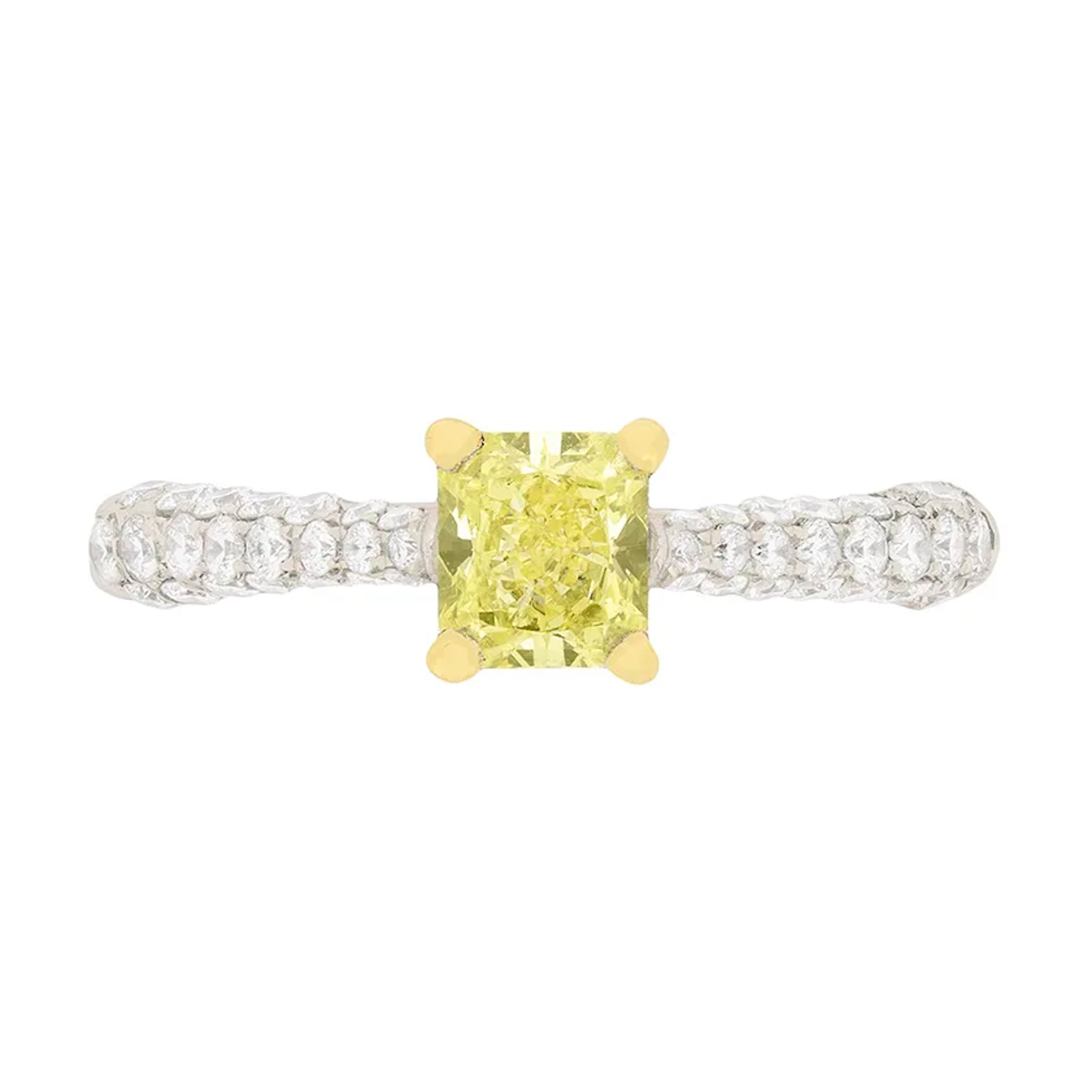 Modern GIA Certified Fancy Colour Yellow Diamond Solitaire Engagement Ring