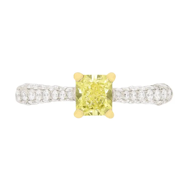 Modern GIA Certified Fancy Colour Yellow Diamond Solitaire Engagement Ring
