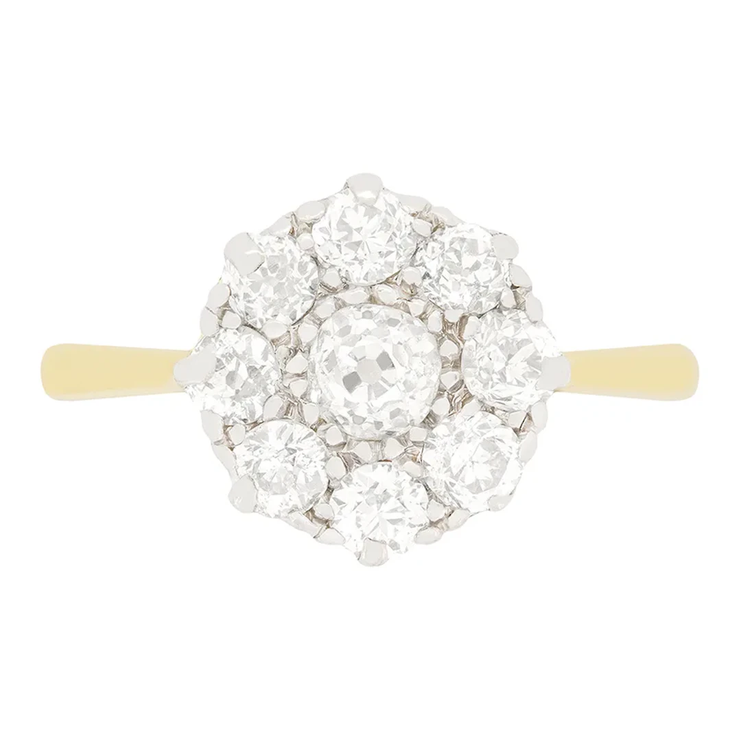 Edwardian 1.05ct Diamond Cluster Ring, c.1910s