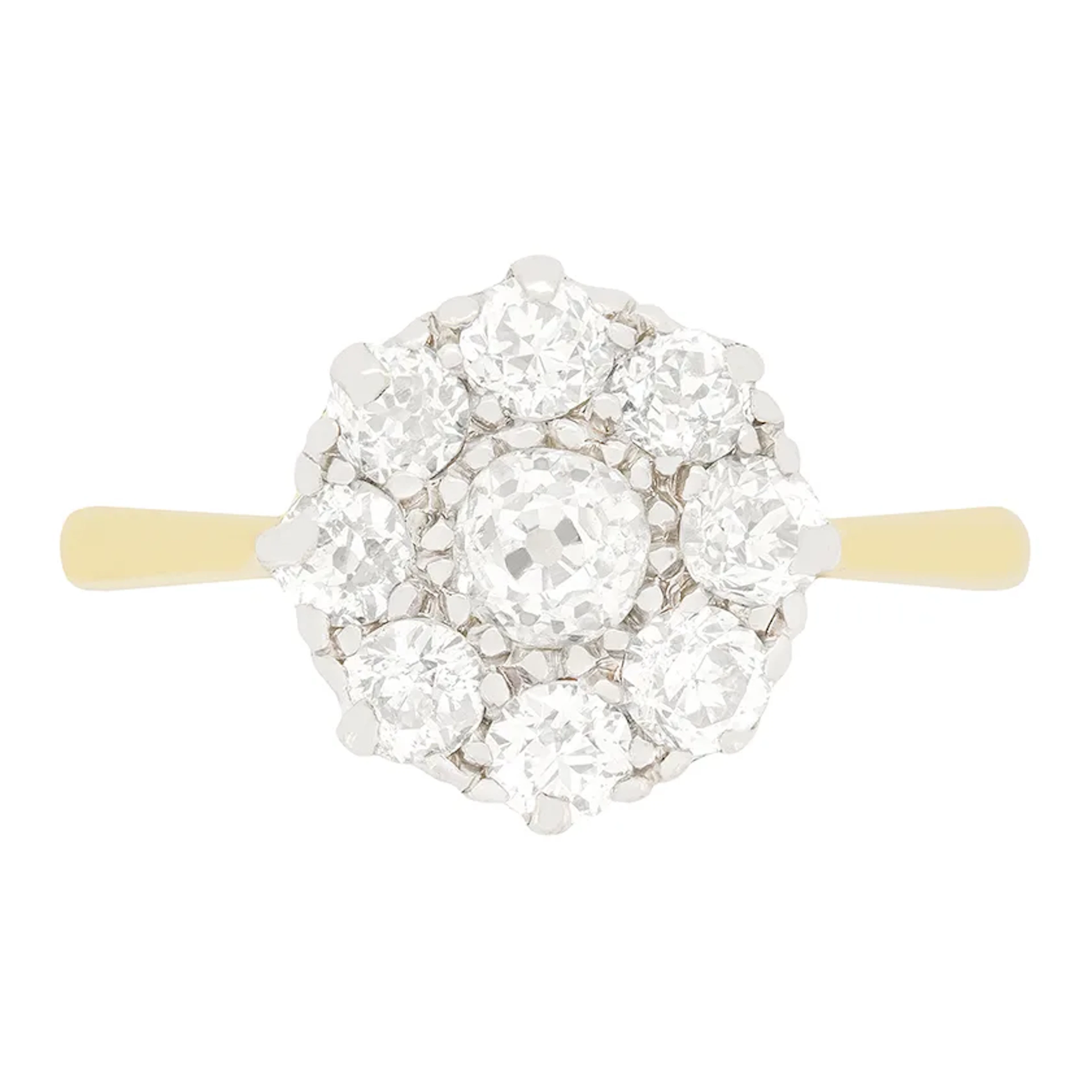 Edwardian 1.05ct Diamond Cluster Ring, c.1910s