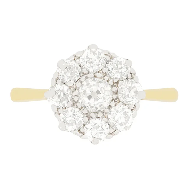 Edwardian 1.05ct Diamond Cluster Ring, c.1910s