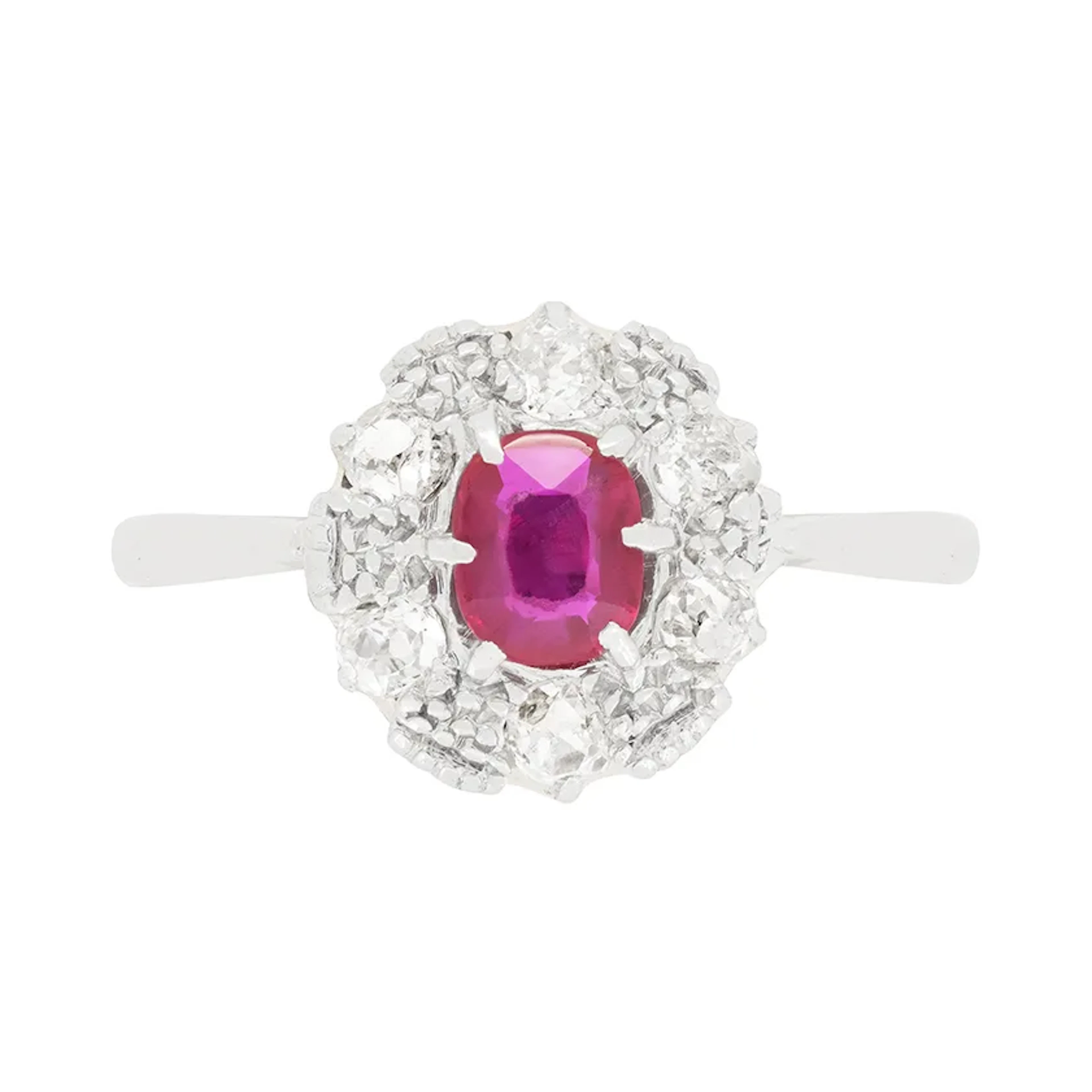 Edwardian 0.63ct Ruby and Diamond Cluster Ring, c.1910s