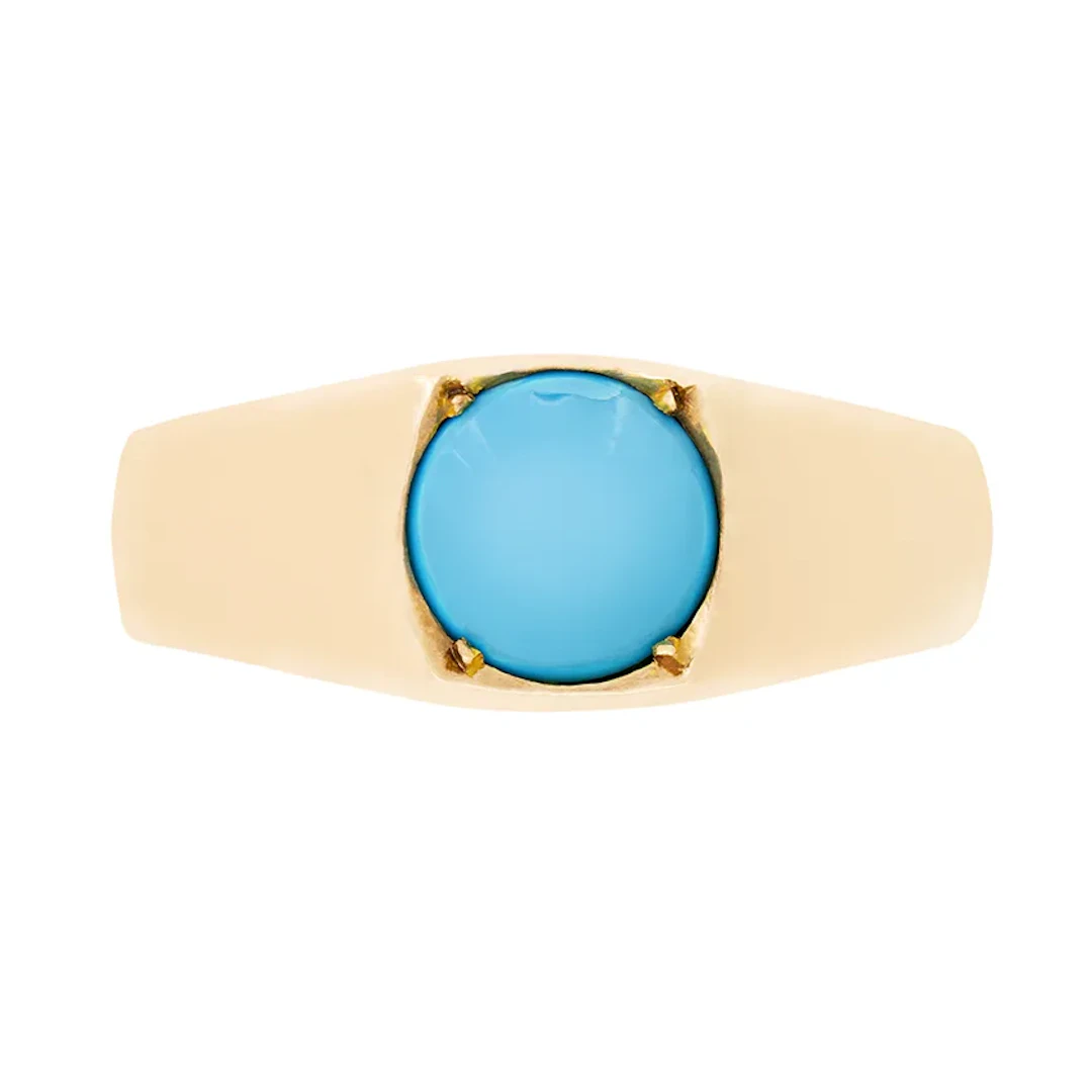 Antique 0.50ct Turquoise Signet Ring, hallmarked 1906