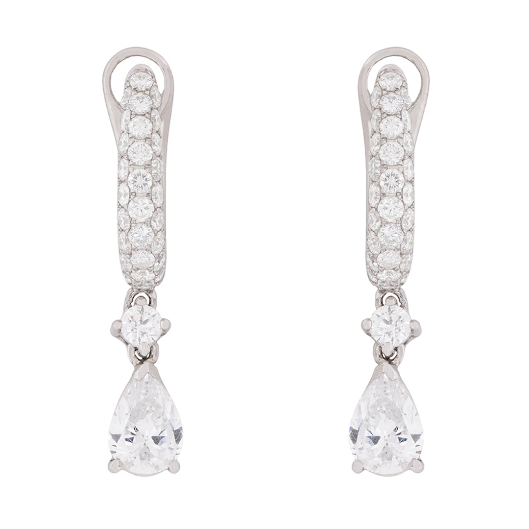 Contemporary 1.95ct Diamond Drop Earrings