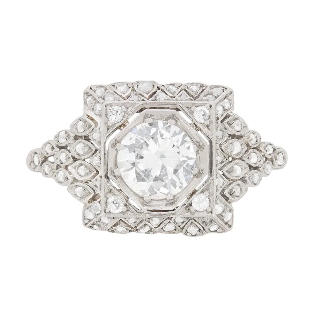 Art Deco 1.23ct Diamond Cluster Ring, c.1930s