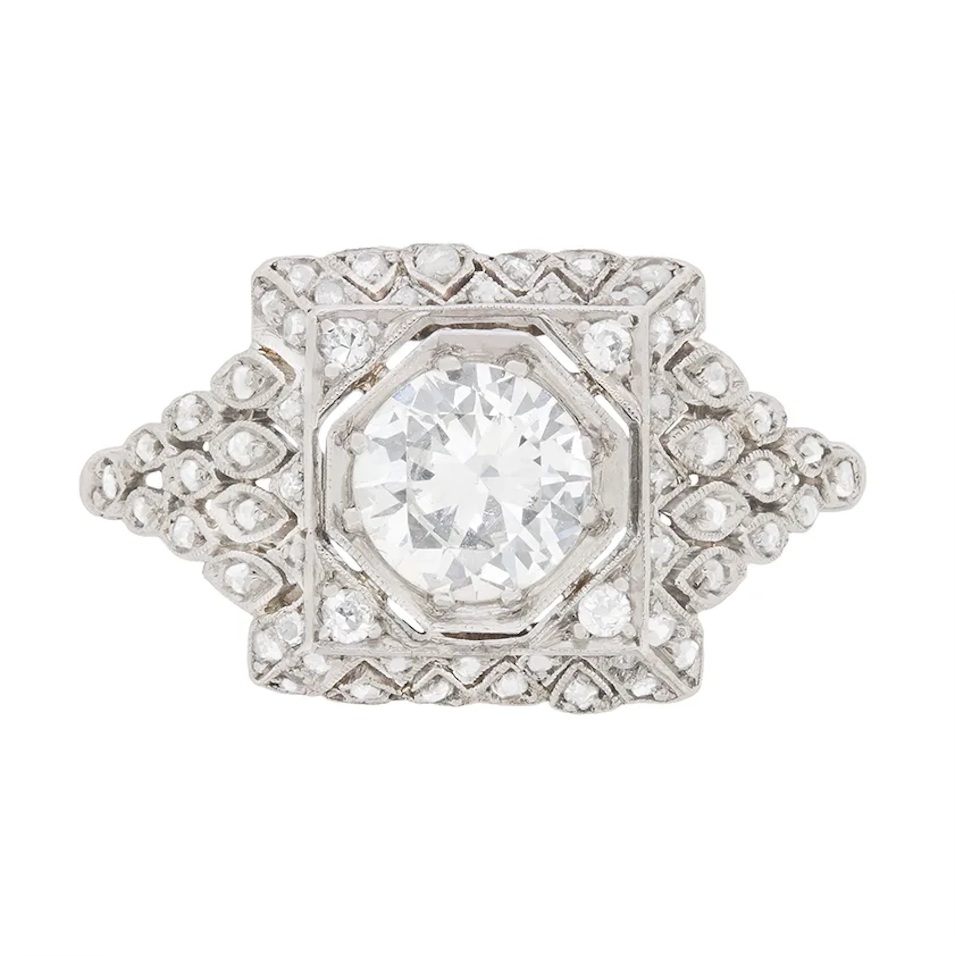 Art Deco 1.23ct Diamond Cluster Ring, c.1930s