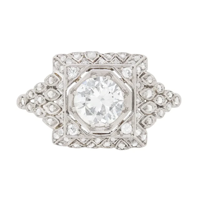Art Deco 1.23ct Diamond Cluster Ring, c.1930s